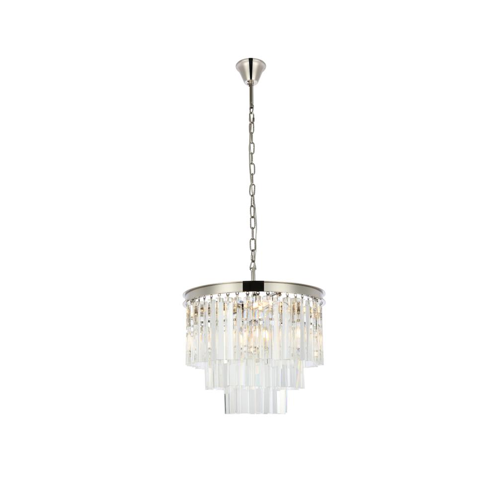 Sydney 9 light polished nickel Chandelier Clear Royal Cut Crystal. Picture 1