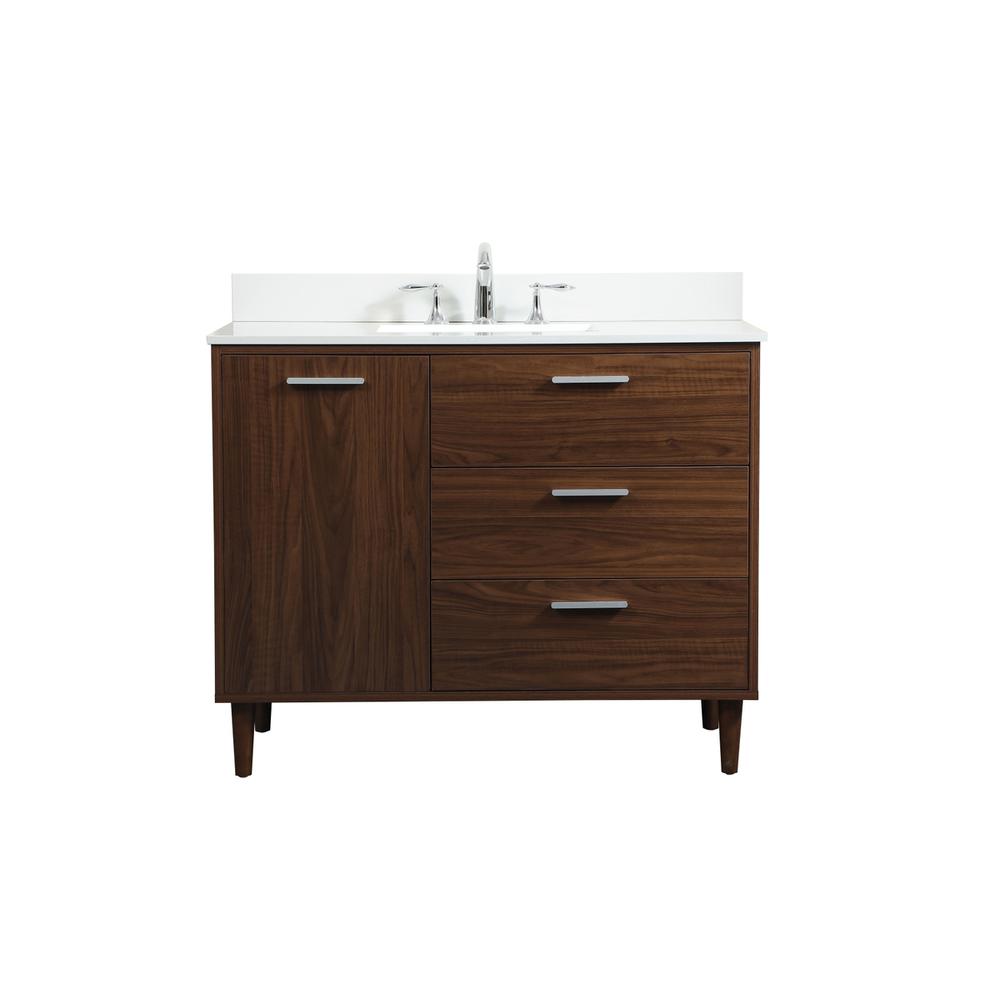42 inch bathroom vanity in Walnut with backsplash. Picture 1