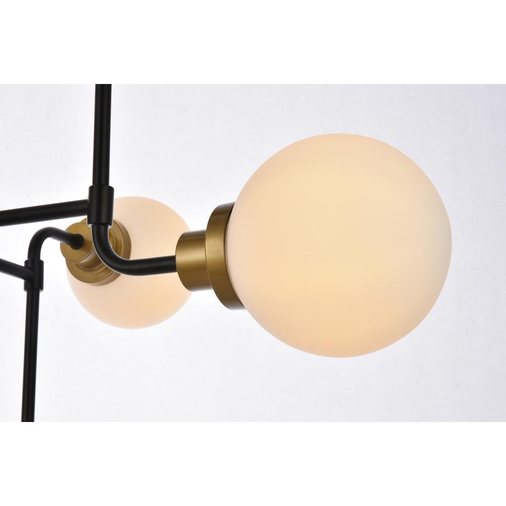 Hanson 8 lights pendant in black with brass with frosted shade. Picture 4
