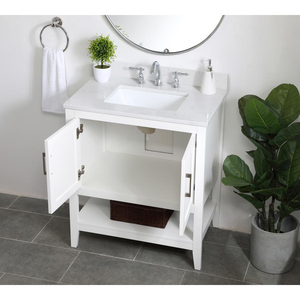 30 inch Single Bathroom Vanity in White with Backsplash. Picture 3