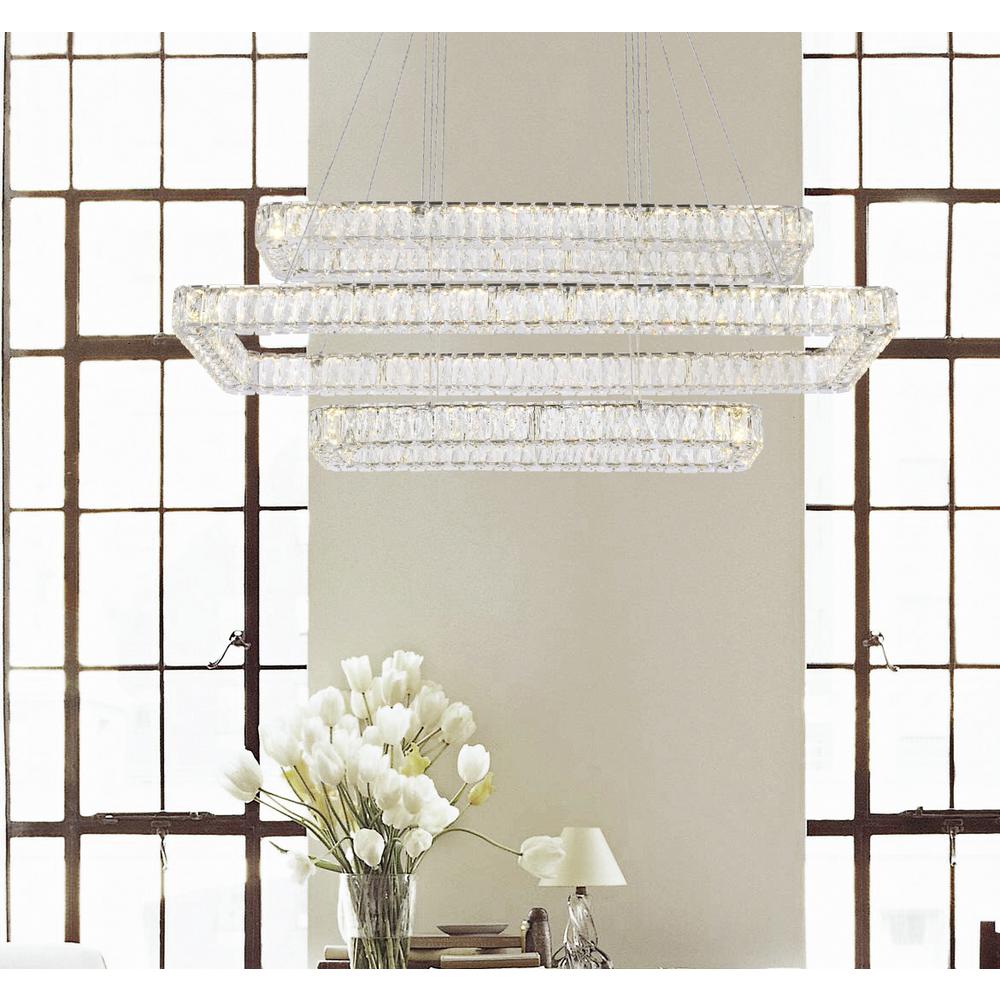 Monroe 50 inch LED triple rectangle pendant in chrome. Picture 8