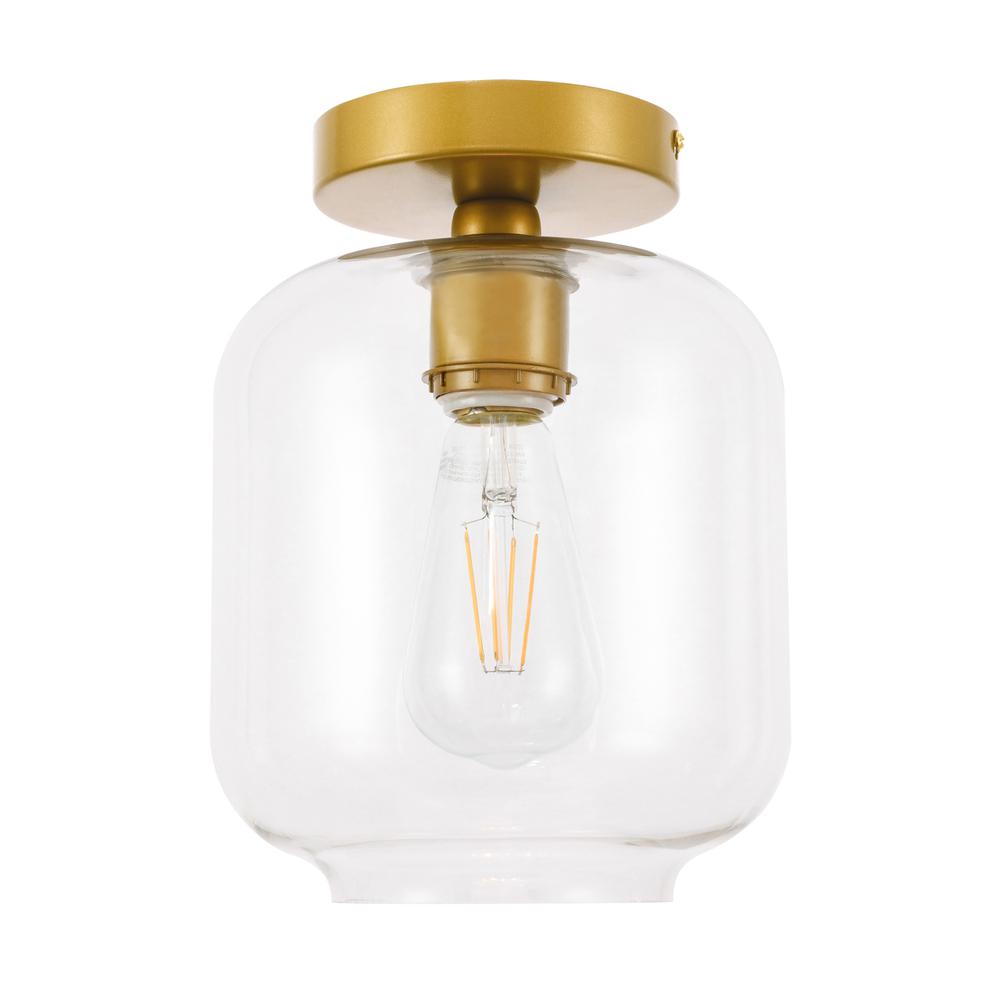 Collier 1 light Brass and Clear glass Flush mount. Picture 2