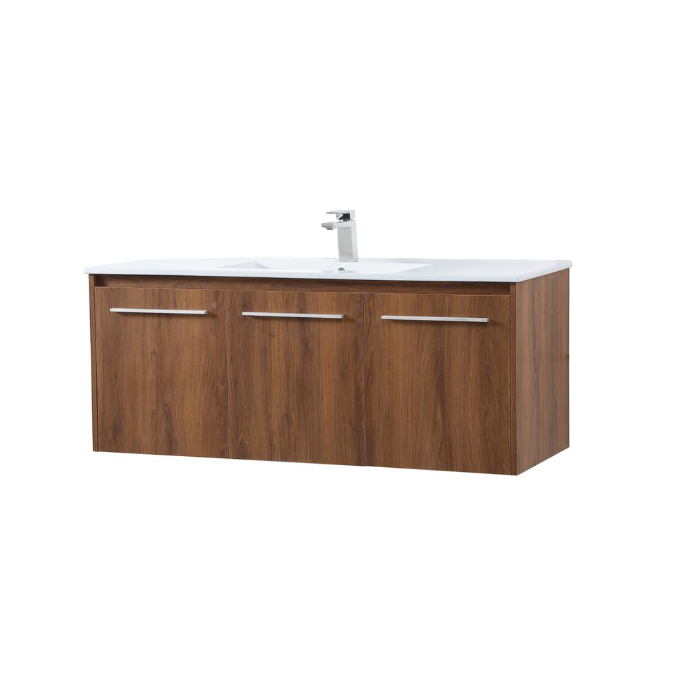 48 inch  Single Bathroom Floating Vanity in Walnut Brown. Picture 7
