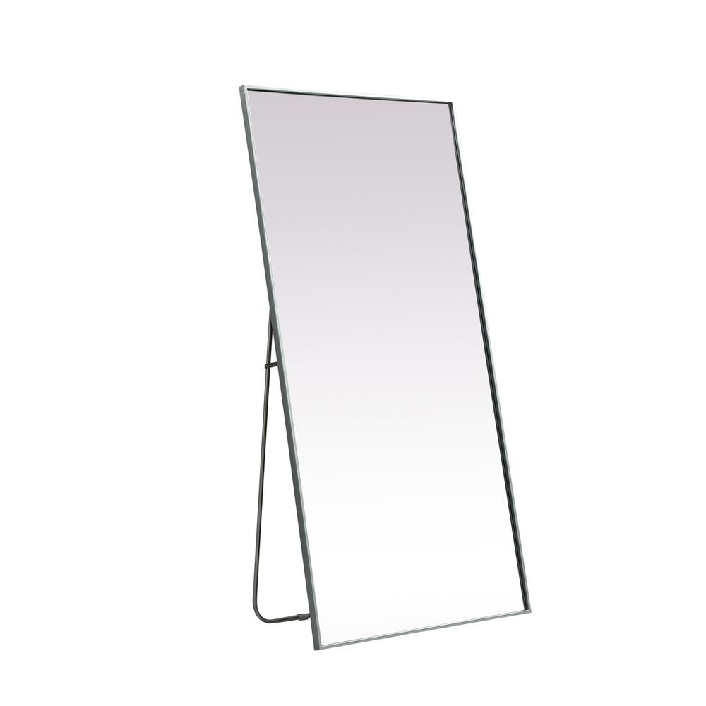 Metal Frame Rectangle Full Length Mirror 30x60 Inch in Silver. Picture 5