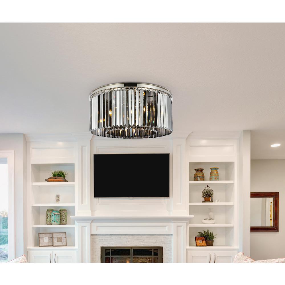 Sydney 8 light polished nickel Flush Mount Silver Shade (Grey) Royal Cut Crystal. Picture 8