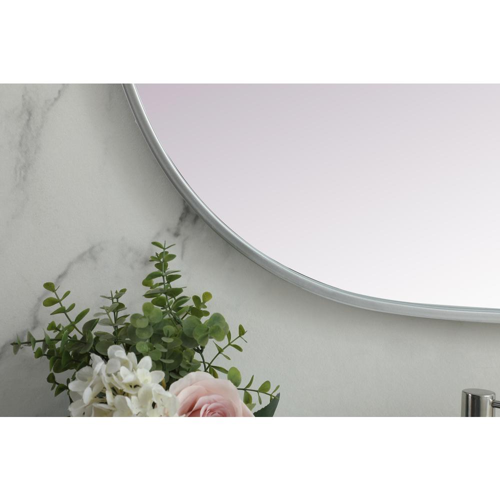 Metal Frame Oval Mirror 24x48 Inch in Silver. Picture 5