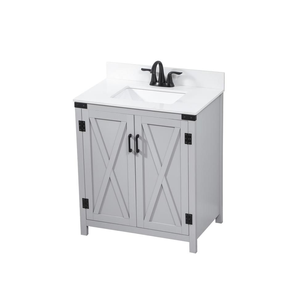 30 inch Single bathroom vanity in grey with backsplash. Picture 8