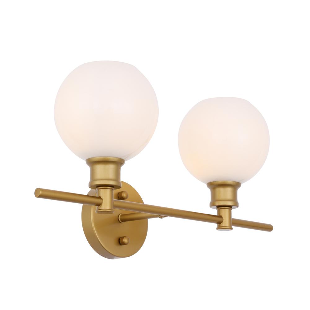 Collier 2 light Brass and Frosted white glass Wall sconce. Picture 7