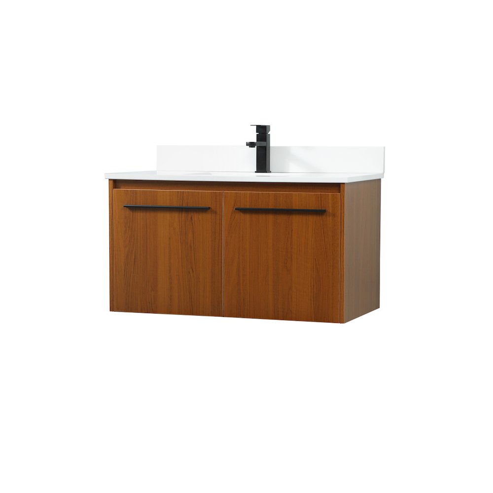 36 Inch Single Bathroom Vanity In Teak With Backsplash. Picture 8
