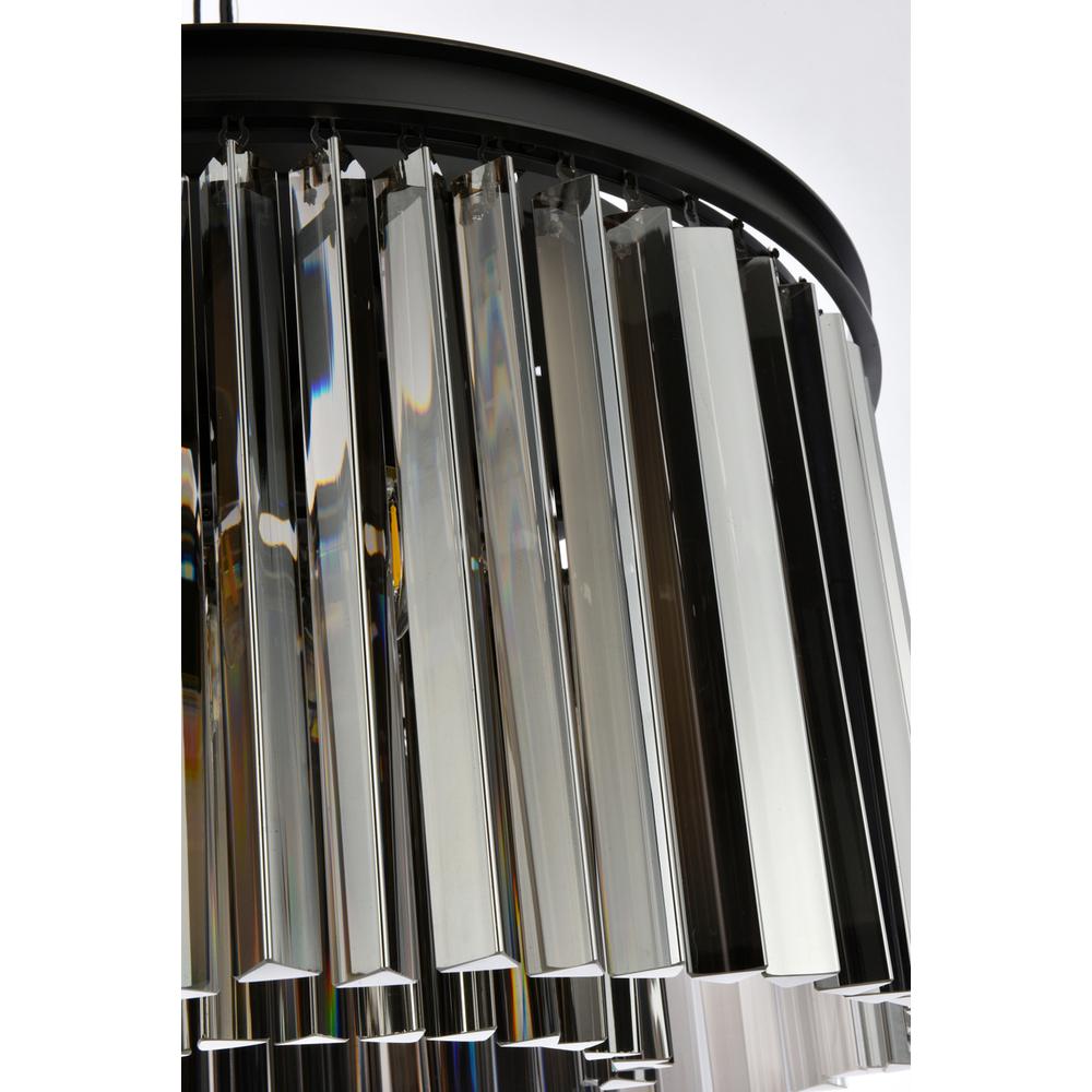 Sydney 8 light Matte Black Flush Mount Silver Shade (Grey) Royal Cut Crystal. Picture 5