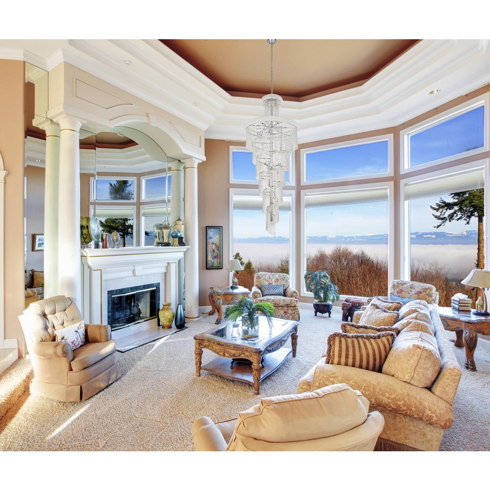 Spiral 28 light Chrome Chandelier Clear Royal Cut Crystal. Picture 6