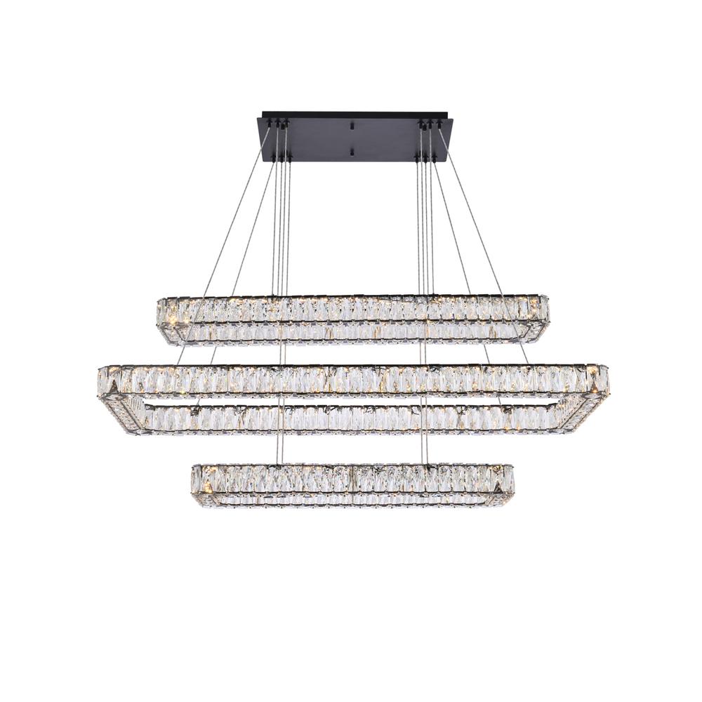 Monroe 50 inch LED triple rectangle pendant in black. Picture 1
