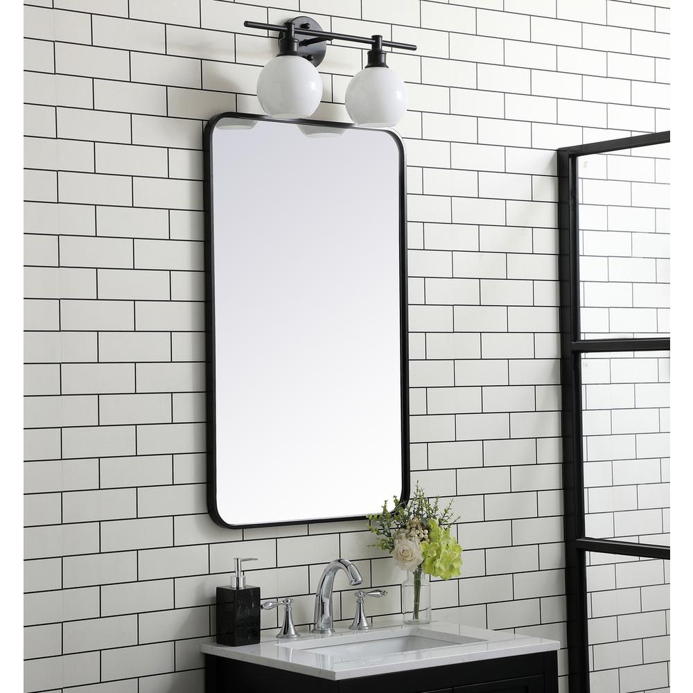 Soft corner metal rectangular mirror 22x36 inch in Black. Picture 2