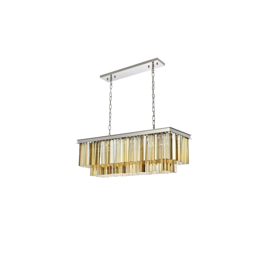 Sydney 12 light polished nickel Chandelier Golden Teak (Smoky) Royal Cut Crystal. Picture 6