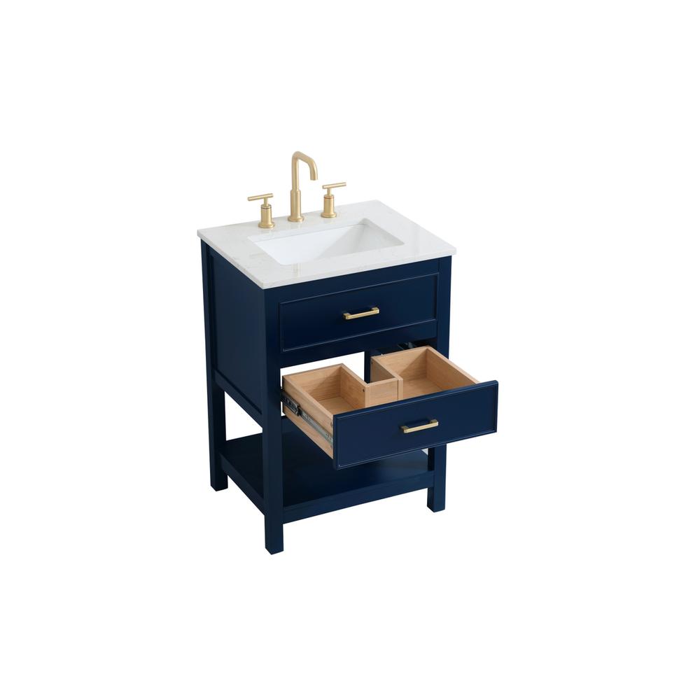 24 inch Single Bathroom Vanity in Blue. Picture 9