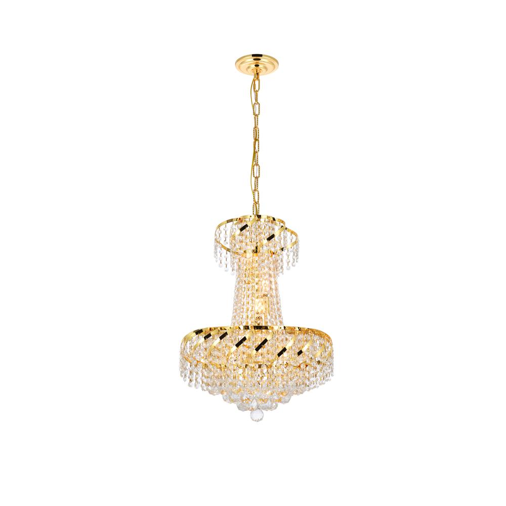 Belenus 6 light Gold Pendant Clear Royal Cut Crystal. Picture 1