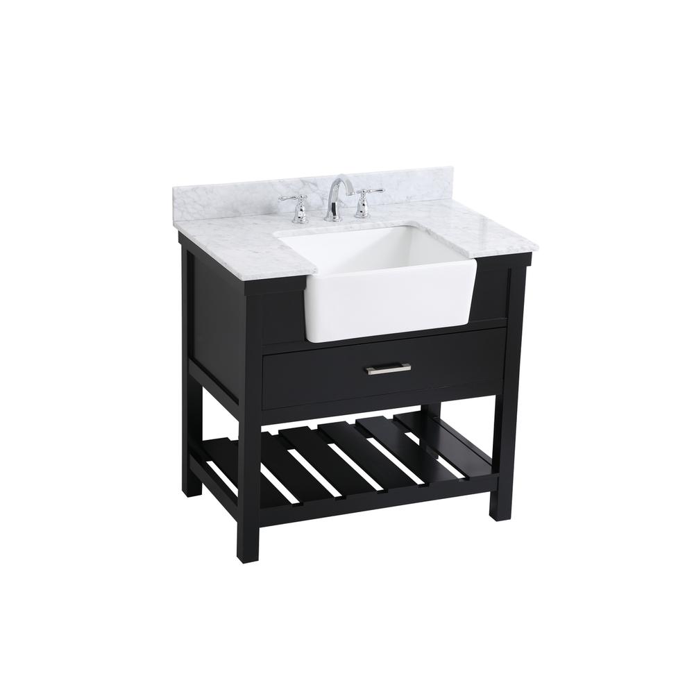 36 inch Single bathroom vanity in black with backsplash. Picture 8