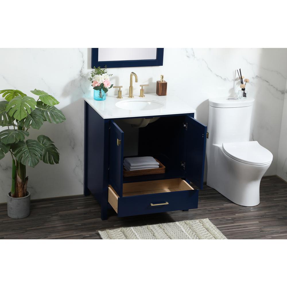 30 inch Single bathroom vanity in blue. Picture 3