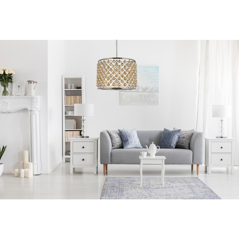 Madison 8 light polished nickel Chandelier Golden Teak (Smoky) Royal Cut Crystal. Picture 8