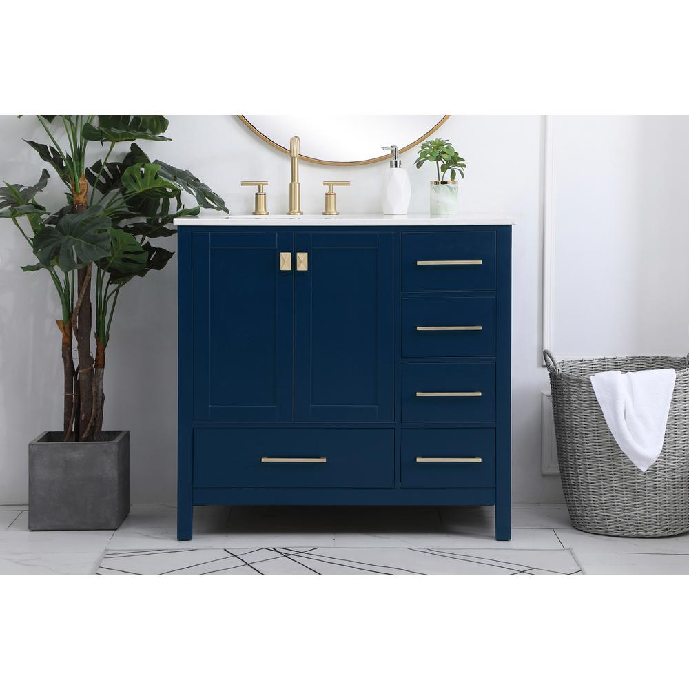 36 inch Single Bathroom Vanity in Blue. Picture 14