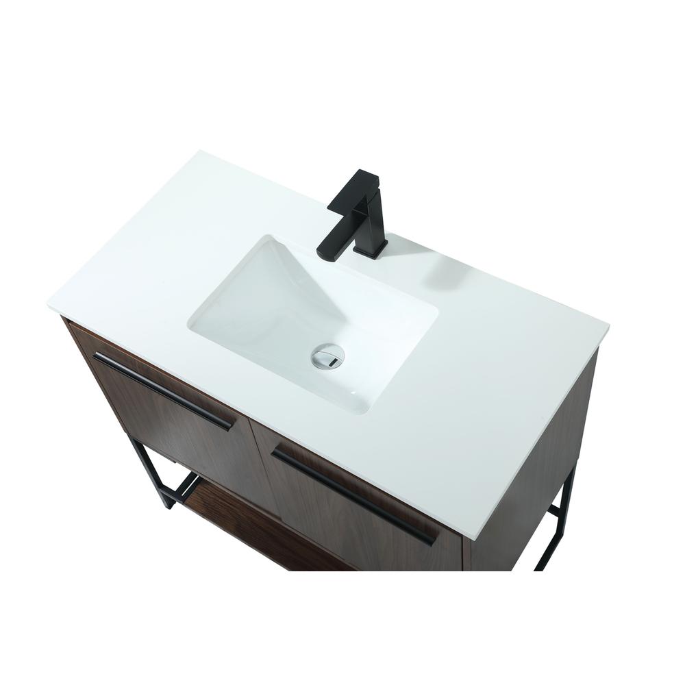 36 inch Single bathroom vanity in walnut. Picture 10