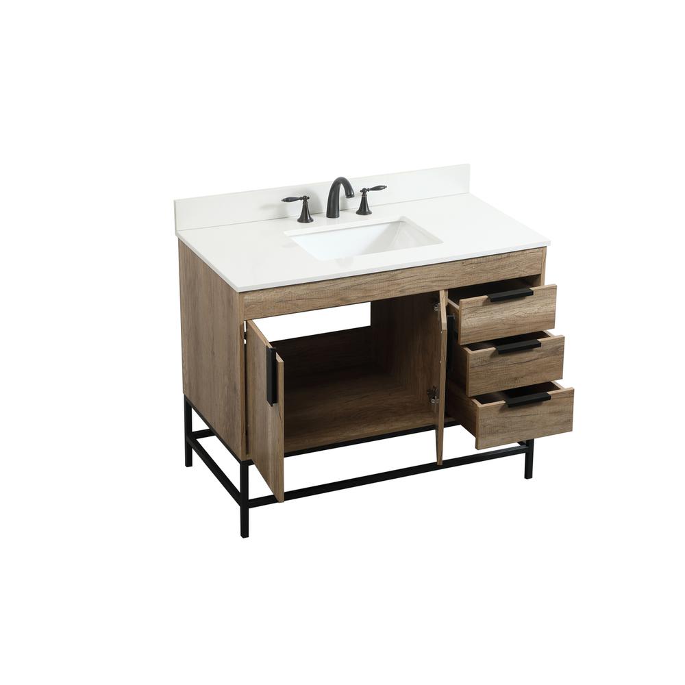 42 inch Single bathroom vanity in natural oak with backsplash. Picture 9