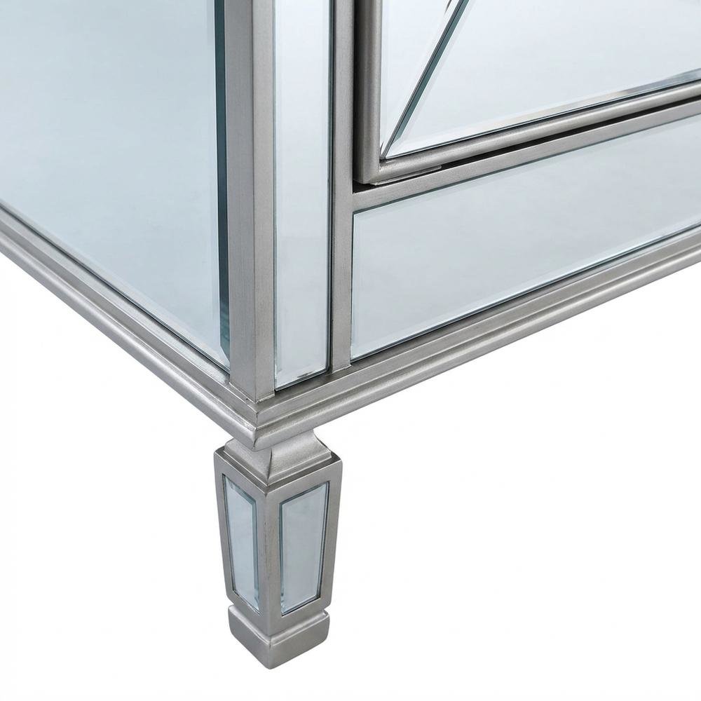 Silver 3 Drawer and 4 Door Credenza with Ample Storage and Modern Design. Picture 6
