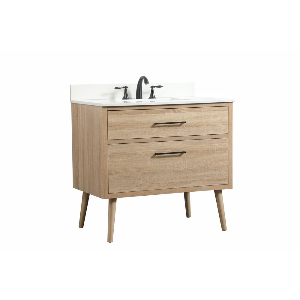 36 inch Single bathroom vanity in mango wood with backsplash. Picture 7