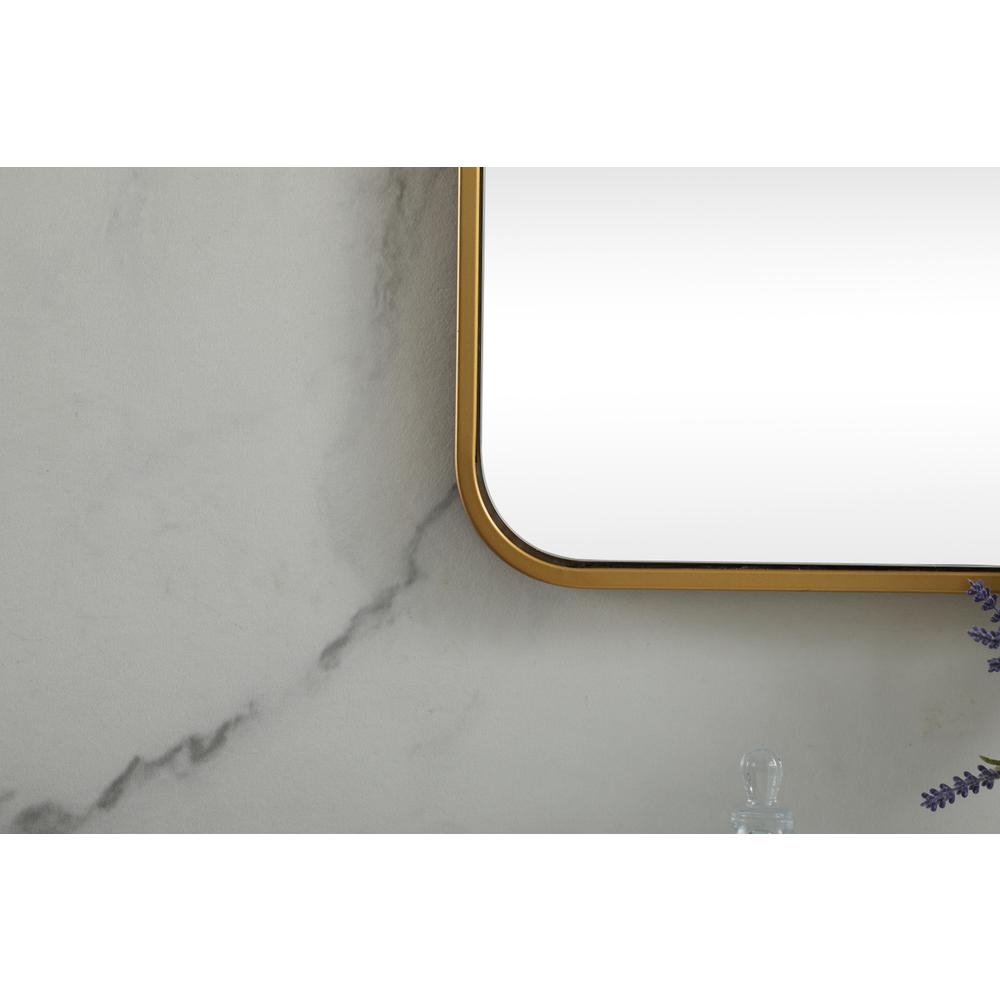 Soft corner metal square mirror 42x42 inch in Brass. Picture 5