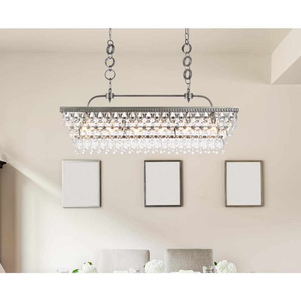Nordic 40 inch rectangle pendant in antique silver. Picture 7