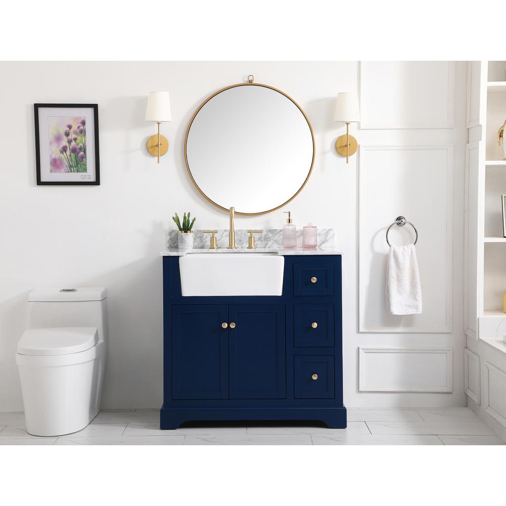 36 inch Single bathroom vanity in blue with backsplash. Picture 4