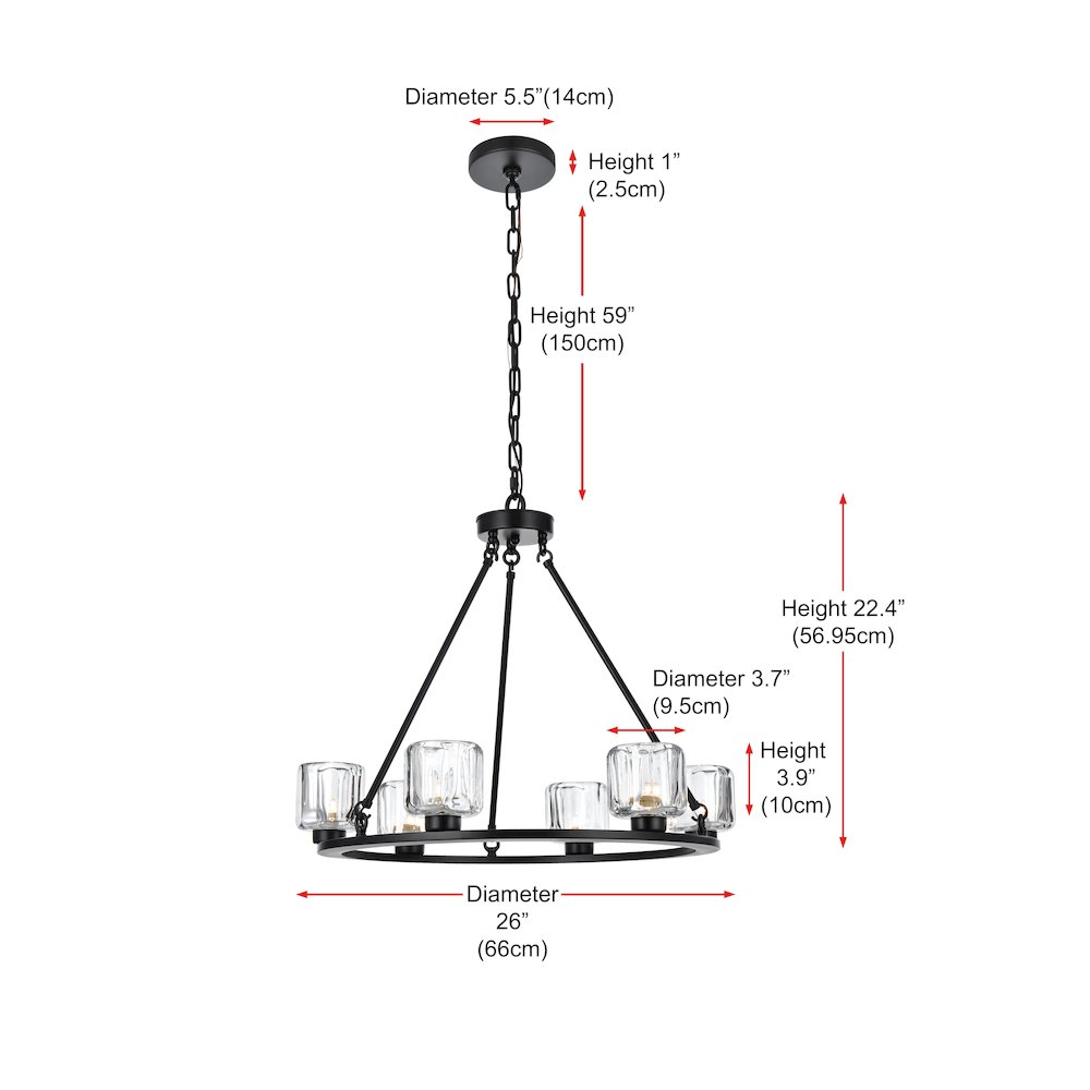 Cadence 26 Inch Chandelier In Black. Picture 8