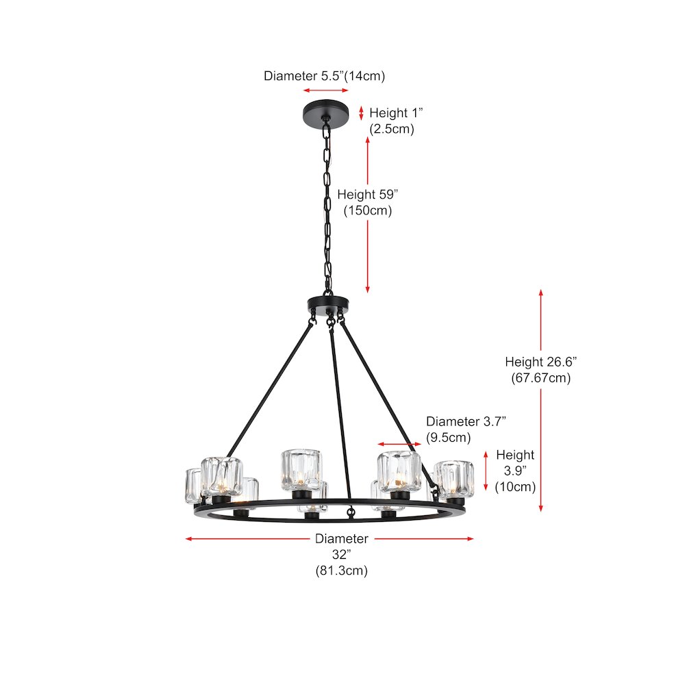 Cadence 32 Inch Chandelier In Black. Picture 8
