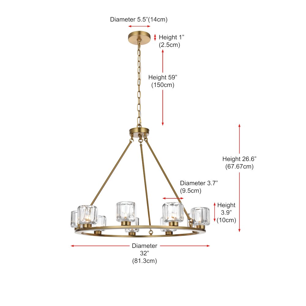 Cadence 32 Inch Chandelier In Satin Gold. Picture 8