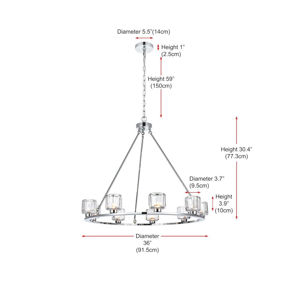 Cadence 36 Inch Chandelier In Chrome. Picture 8
