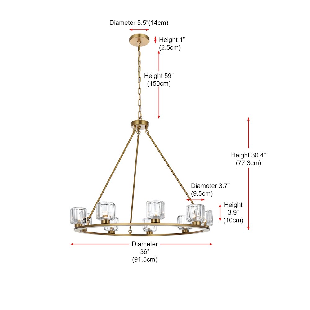 Cadence 36 Inch Chandelier In Satin Gold. Picture 8