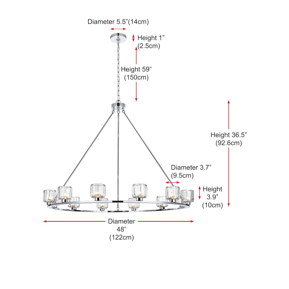 Cadence 48 Inch Chandelier In Chrome. Picture 8