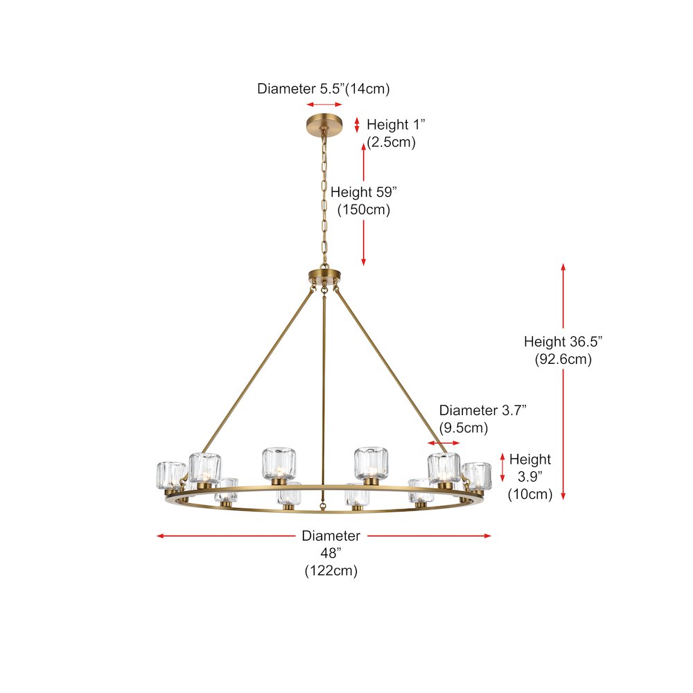 Cadence 48 Inch Chandelier In Satin Gold. Picture 8