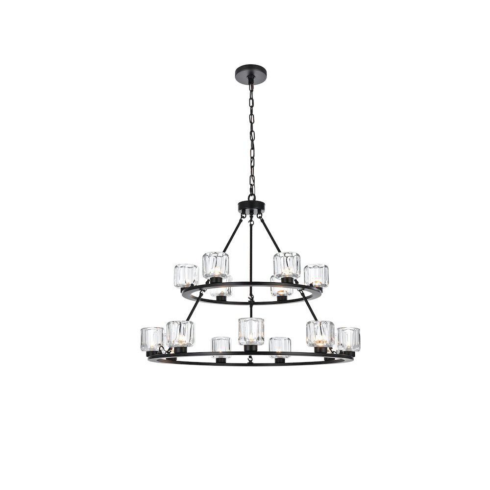 Cadence 36 Inch Two-Tier Chandelier In Black. Picture 1