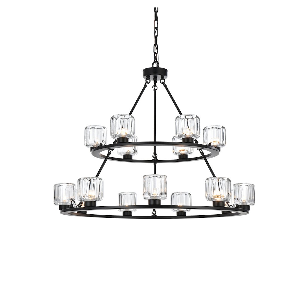 Cadence 36 Inch Two-Tier Chandelier In Black. Picture 3