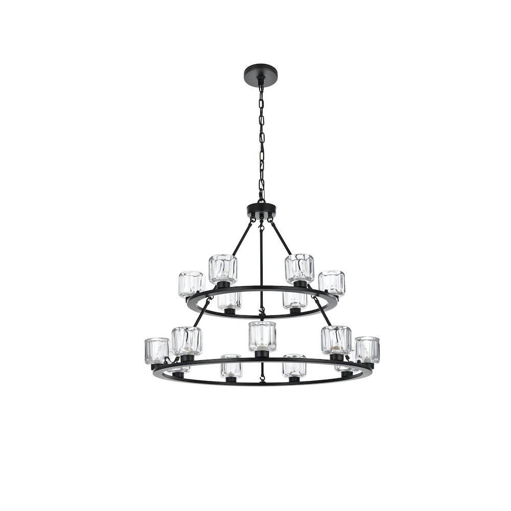 Cadence 36 Inch Two-Tier Chandelier In Black. Picture 7