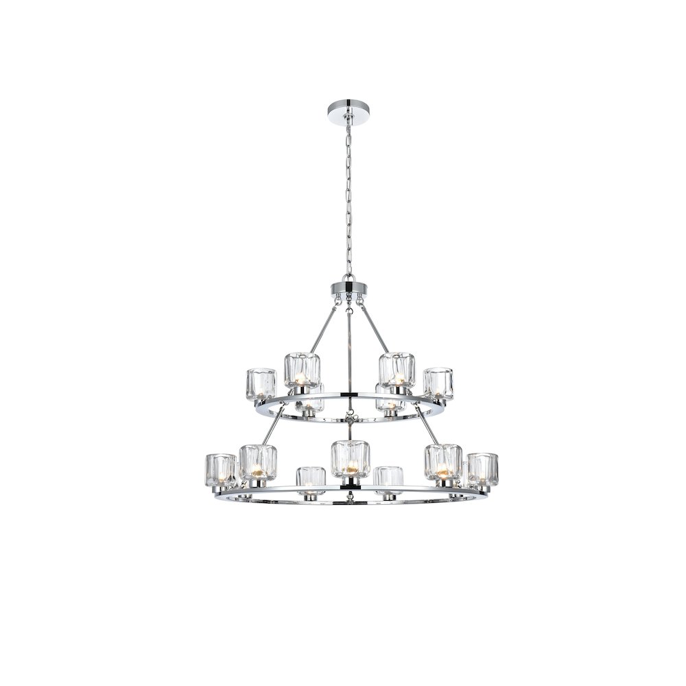 Cadence 36 Inch Two-Tier Chandelier In Chrome. Picture 1