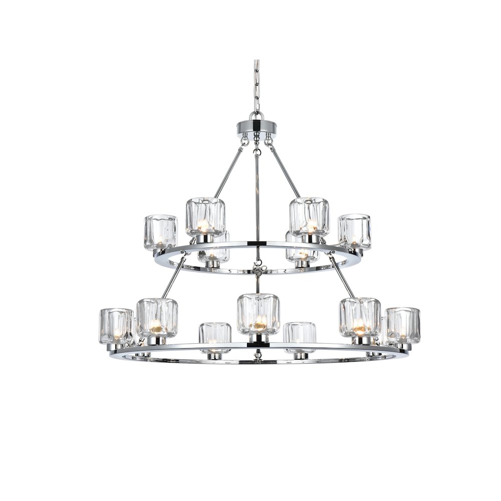 Cadence 36 Inch Two-Tier Chandelier In Chrome. Picture 3