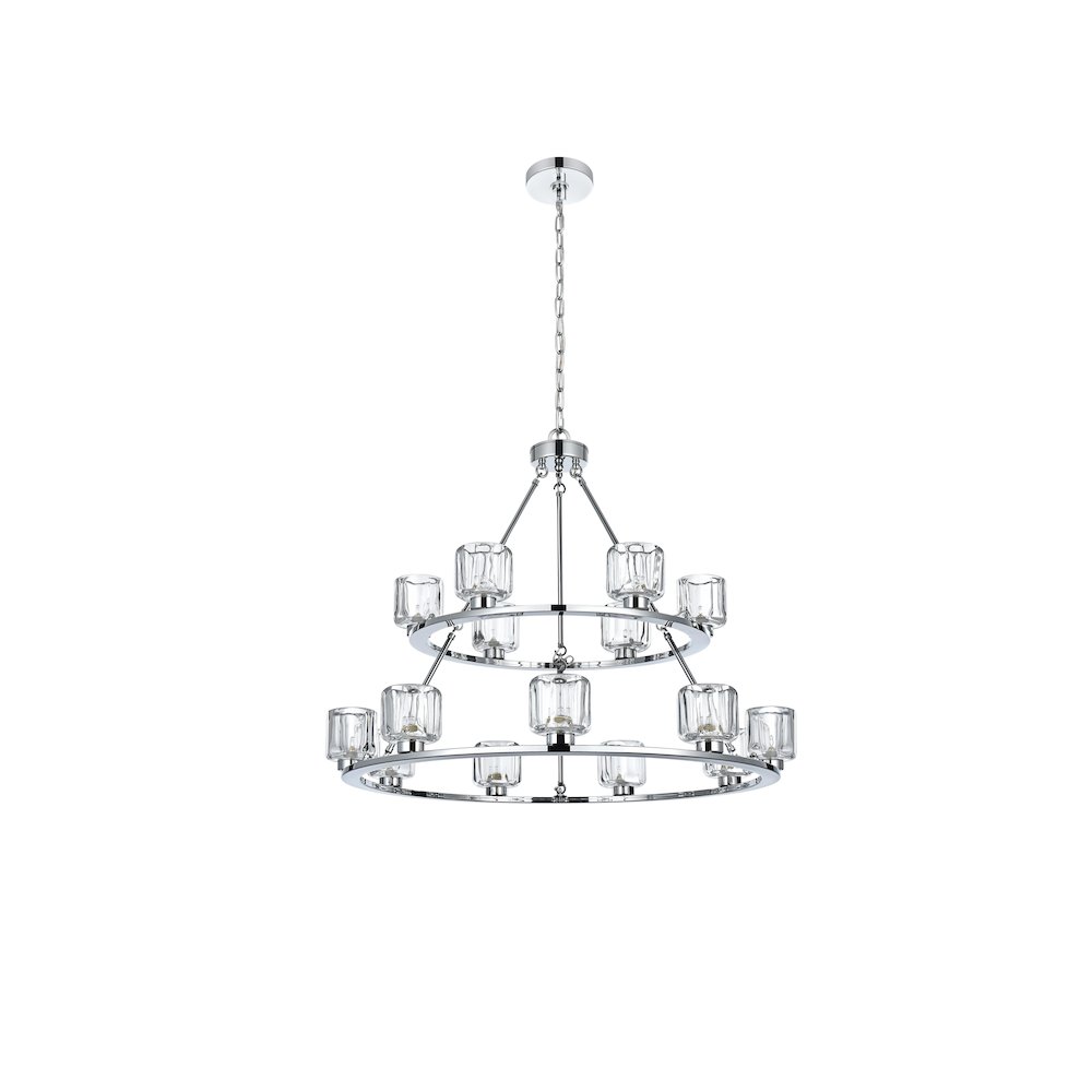 Cadence 36 Inch Two-Tier Chandelier In Chrome. Picture 7