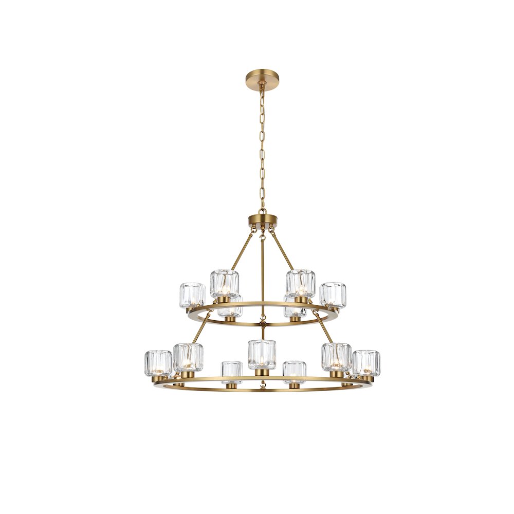 Cadence 36 Inch Two-Tier Chandelier In Satin Gold. Picture 1
