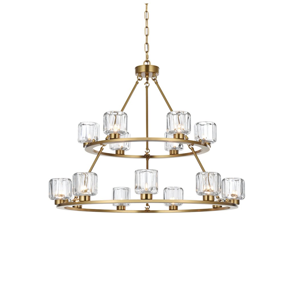Cadence 36 Inch Two-Tier Chandelier In Satin Gold. Picture 3
