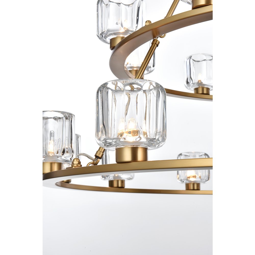 Cadence 36 Inch Two-Tier Chandelier In Satin Gold. Picture 4