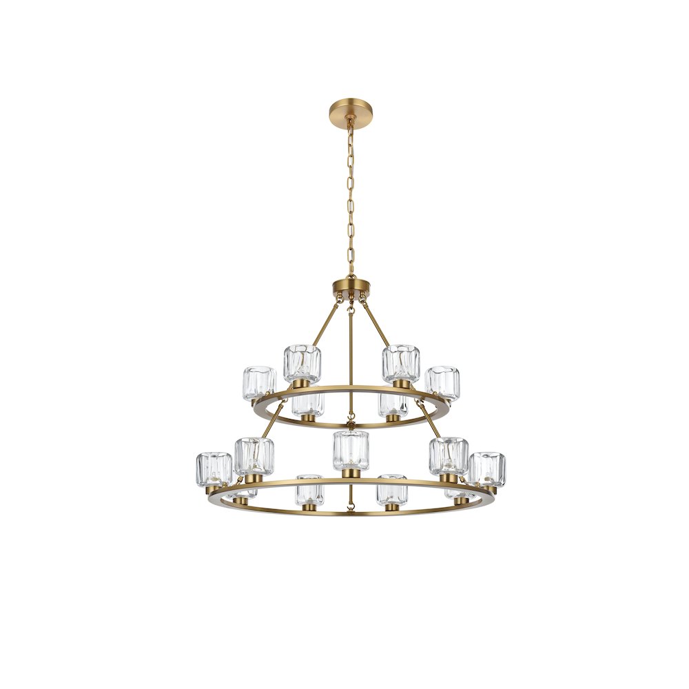 Cadence 36 Inch Two-Tier Chandelier In Satin Gold. Picture 7