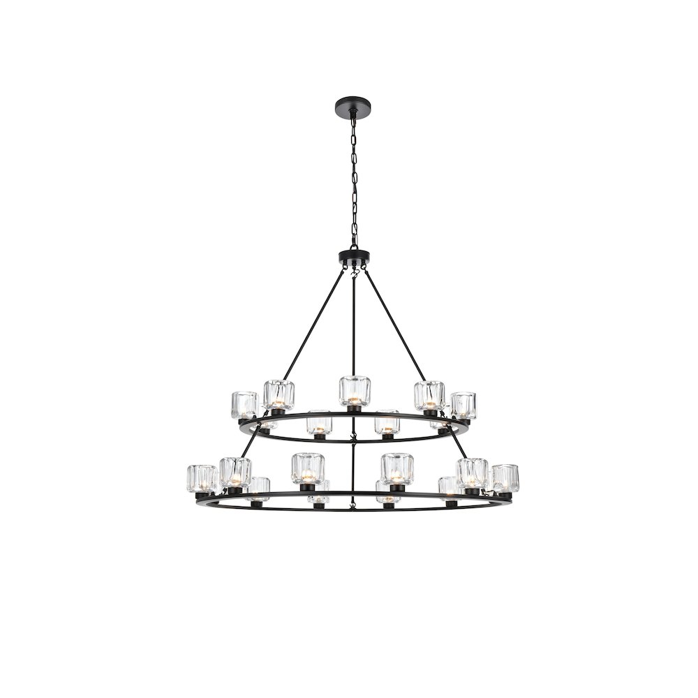 Cadence 48 Inch Two-Tier Chandelier In Black. Picture 1