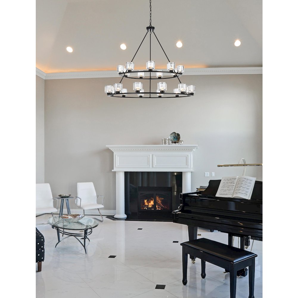 Cadence 48 Inch Two-Tier Chandelier In Black. Picture 2